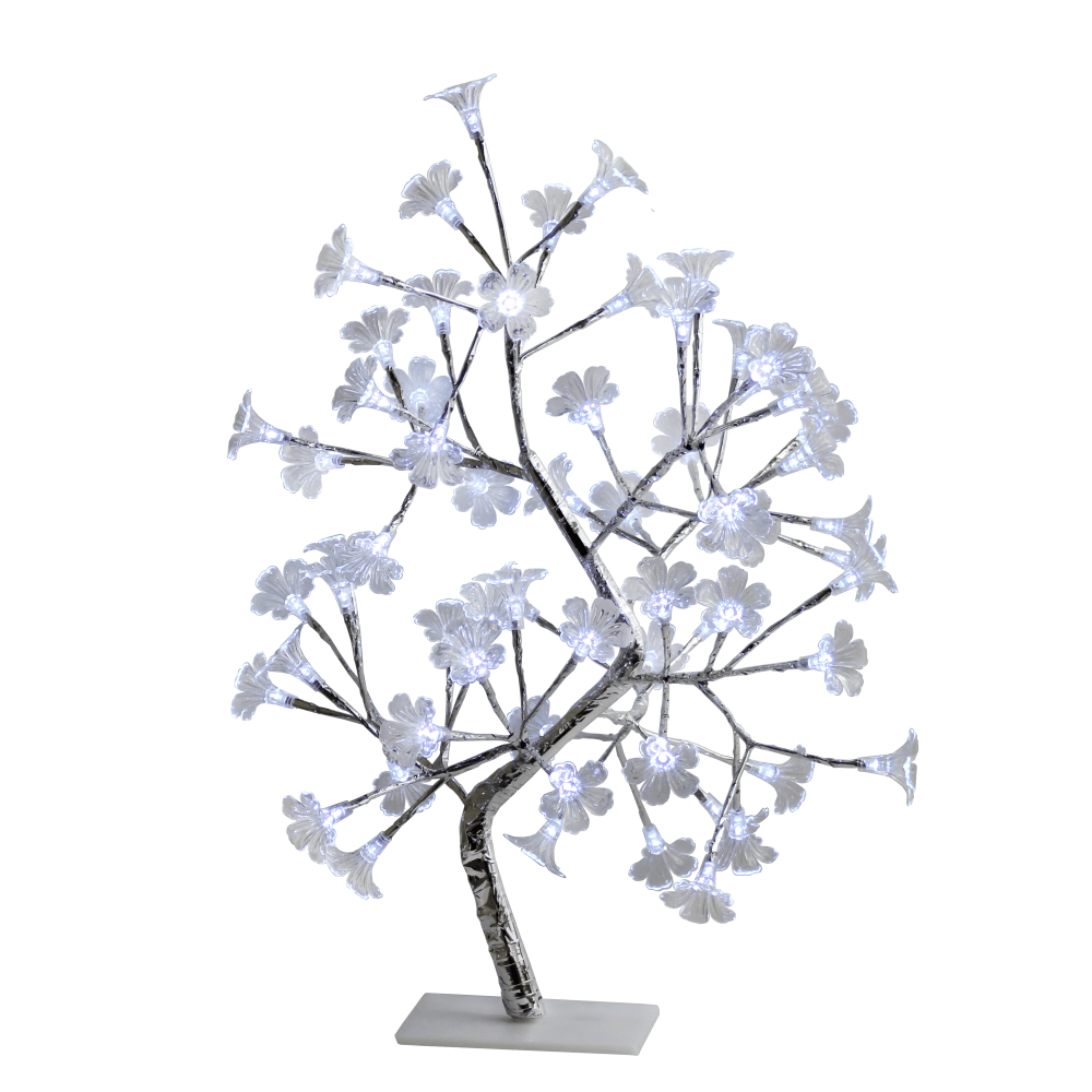 Simple Designs Morning Glory Lighted Decorative Tree, 23 5/8inH, Clear Shade/Silver Base