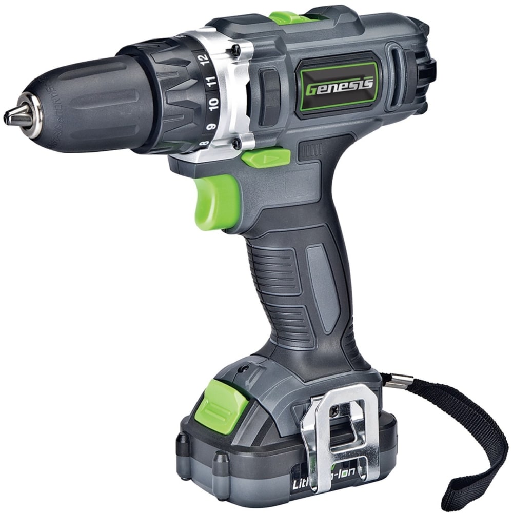 Genesis 12-Volt Cordless Li-Ion 2-Speed Drill/Driver - Driver Drill - 0.38in Chuck - 12 V DC - Cordless - Lithium Ion (Li-Ion)