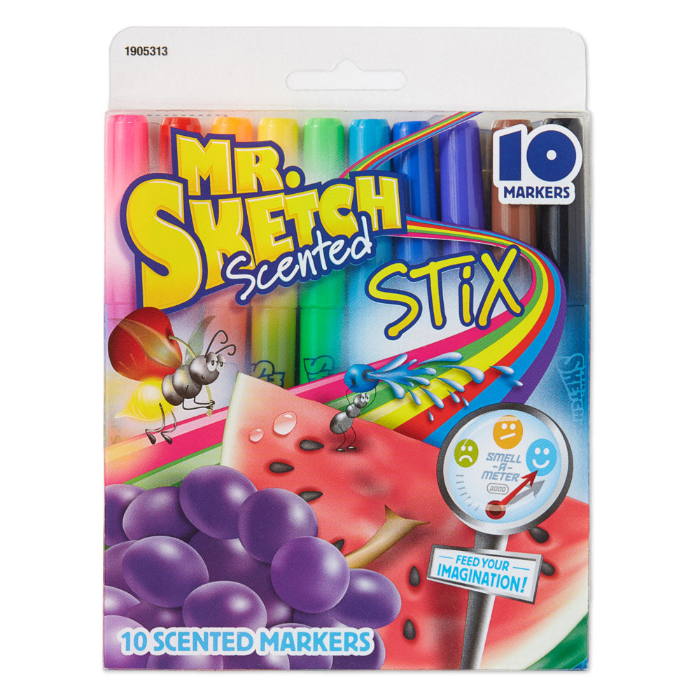 Mr. Sketch Scented Stix Markers, Bullet Point, Assorted Colors, 10 Markers Per Pack, Set Of 3 Packs