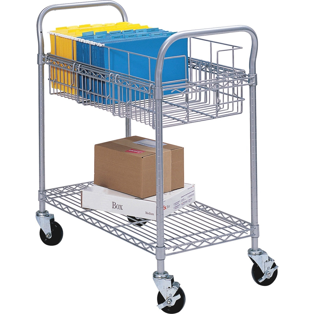 Safco Wire Mail Cart, 38 1/2inH x 21inW x 42inD, Metallic Gray