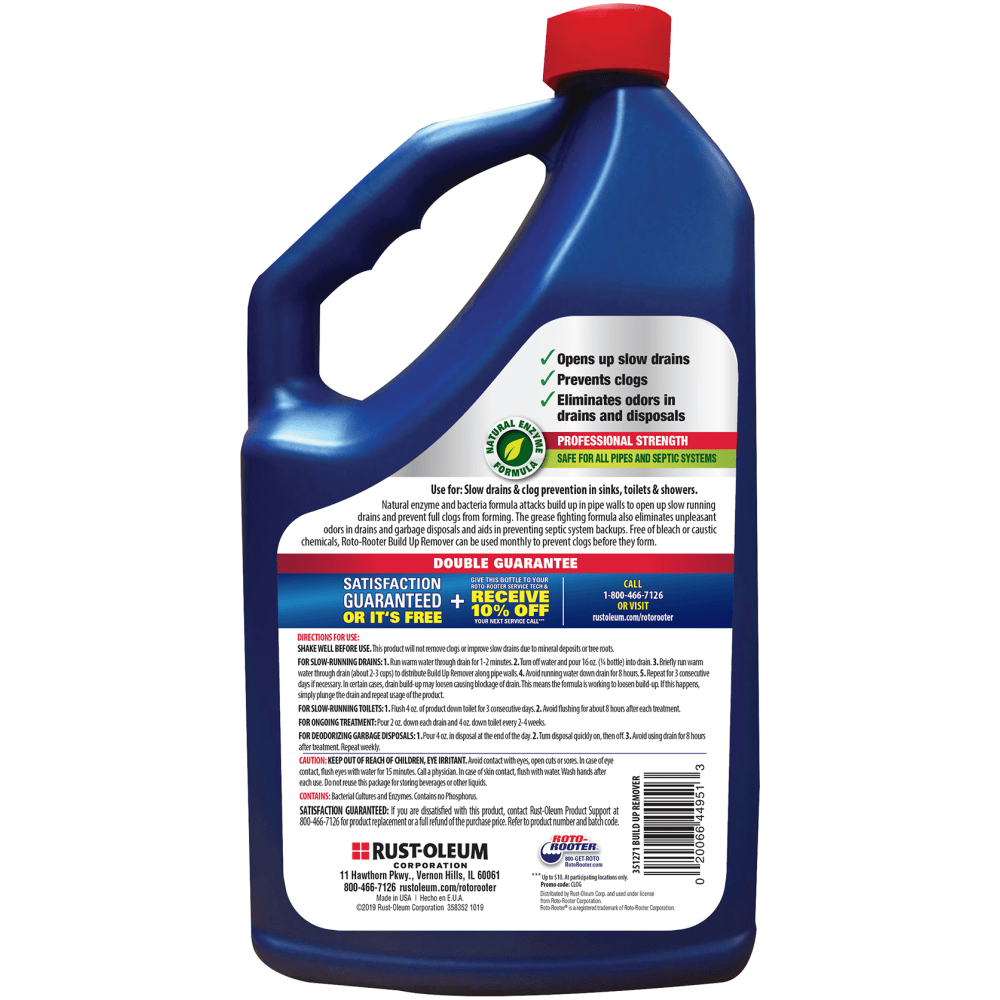 Roto Rooter Build-Up Remover, 64 Oz, Case Of 4 Bottles