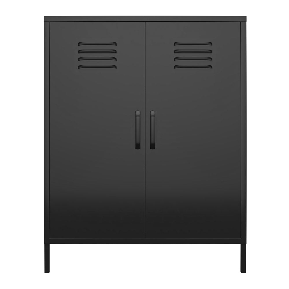 Ameriwood Home Mission District 2-Door 3-Shelf Metal Locker Storage Cabinet, 40inH x 31-1/2inW x 15-3/4inD, Black