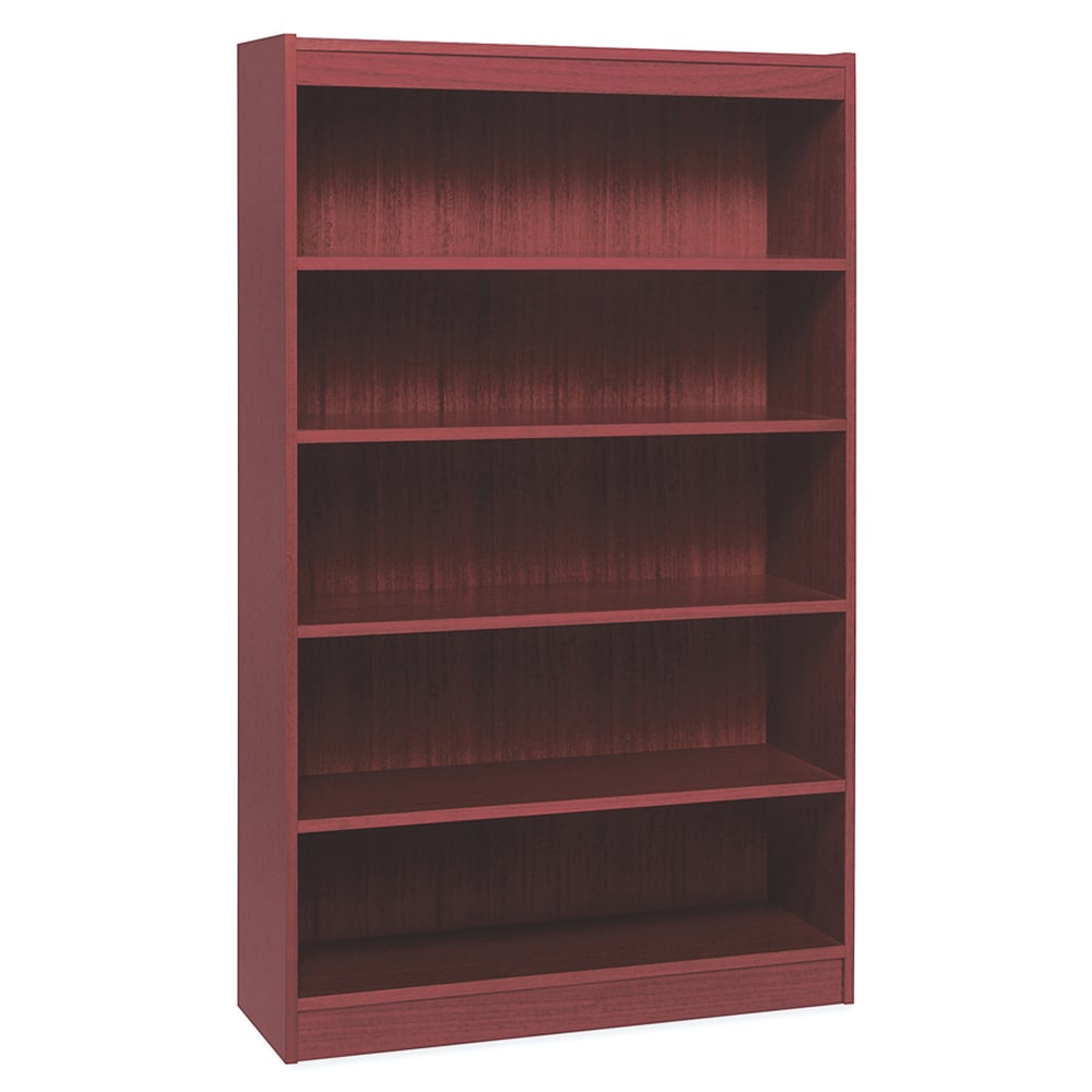 Lorell Veneer Modular Shelving Bookcase, 5-Shelf, 60inH x 36inW x 12inD, Mahogany