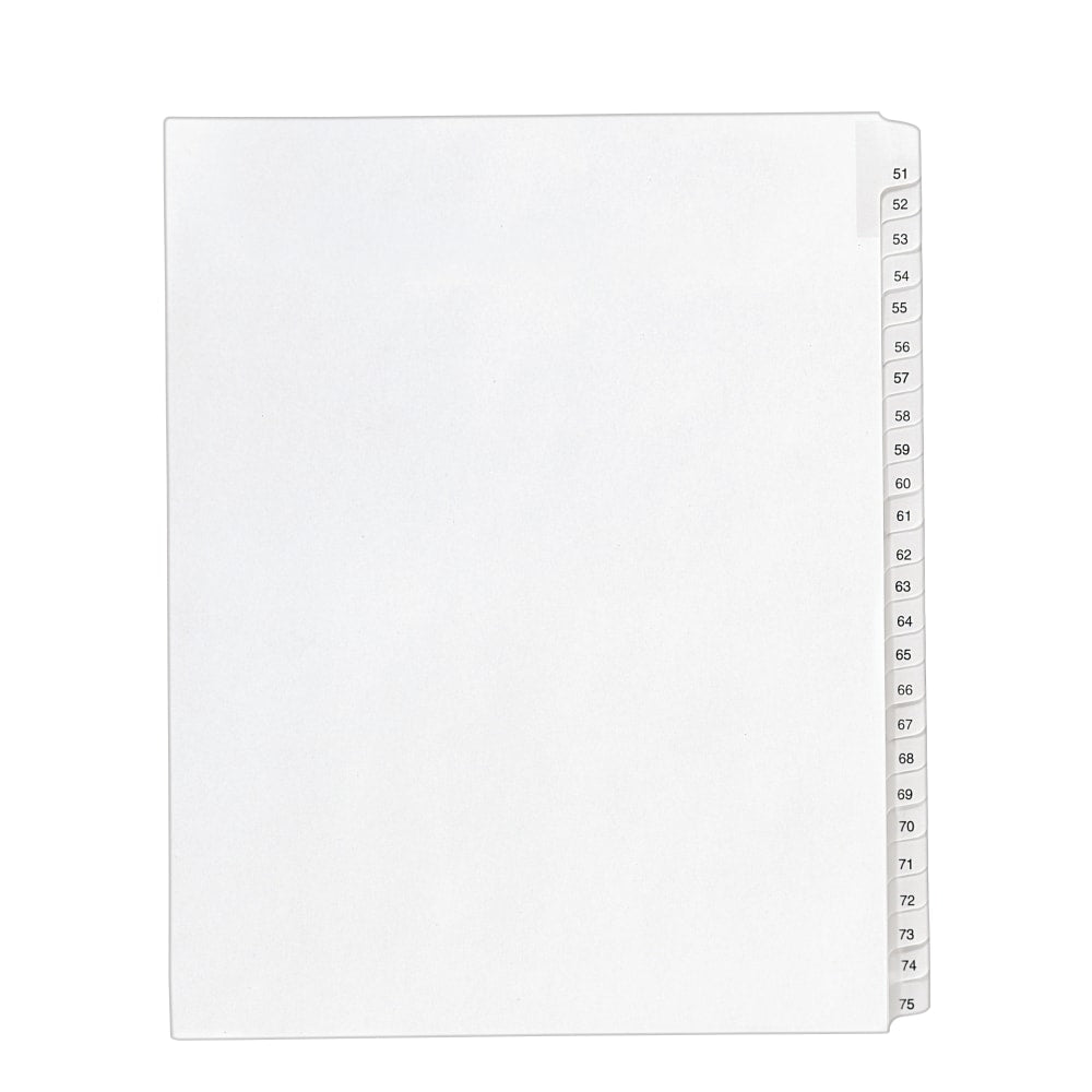 Avery Allstate-Style Collated Legal Exhibit Dividers, 8 1/2in x 11in, White Dividers/White Tabs, 51-75, Pack Of 25 Tabs