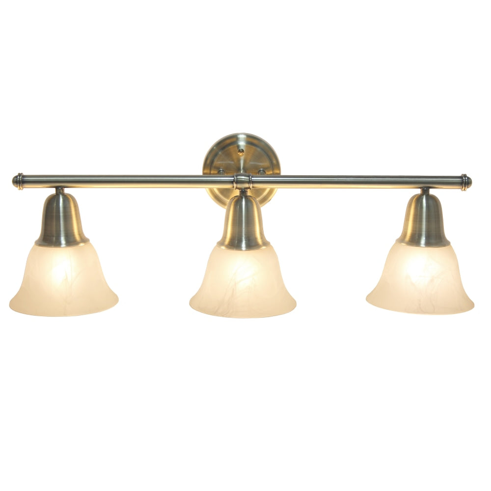 Lalia Home Essentix 3-Light Wall Mounted Vanity Light Fixture, 26-1/2inW, Alabaster White/Antique Brass