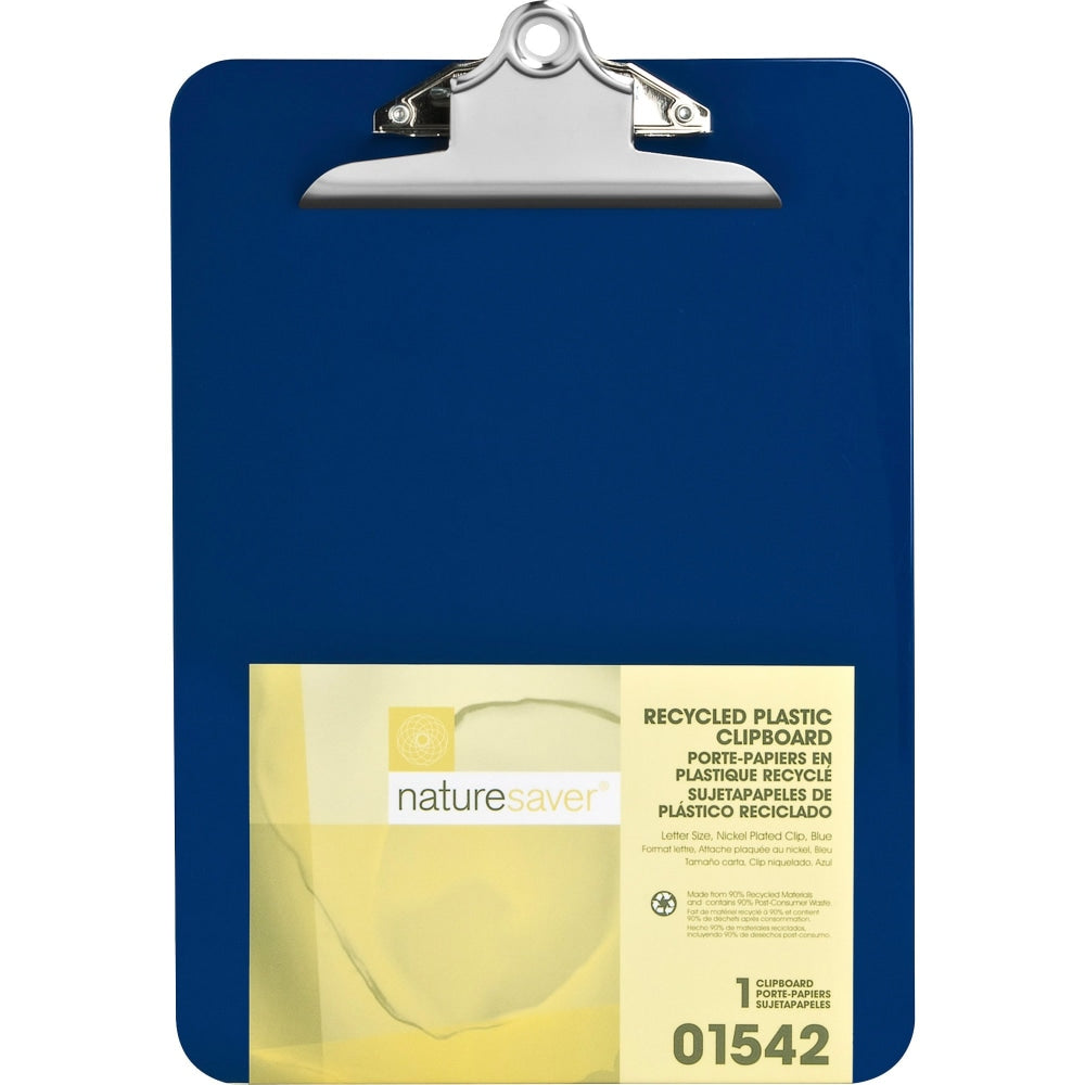 Nature Saver Plastic Clipboards, 8 1/2in x 12in, 100% Recycled, Blue