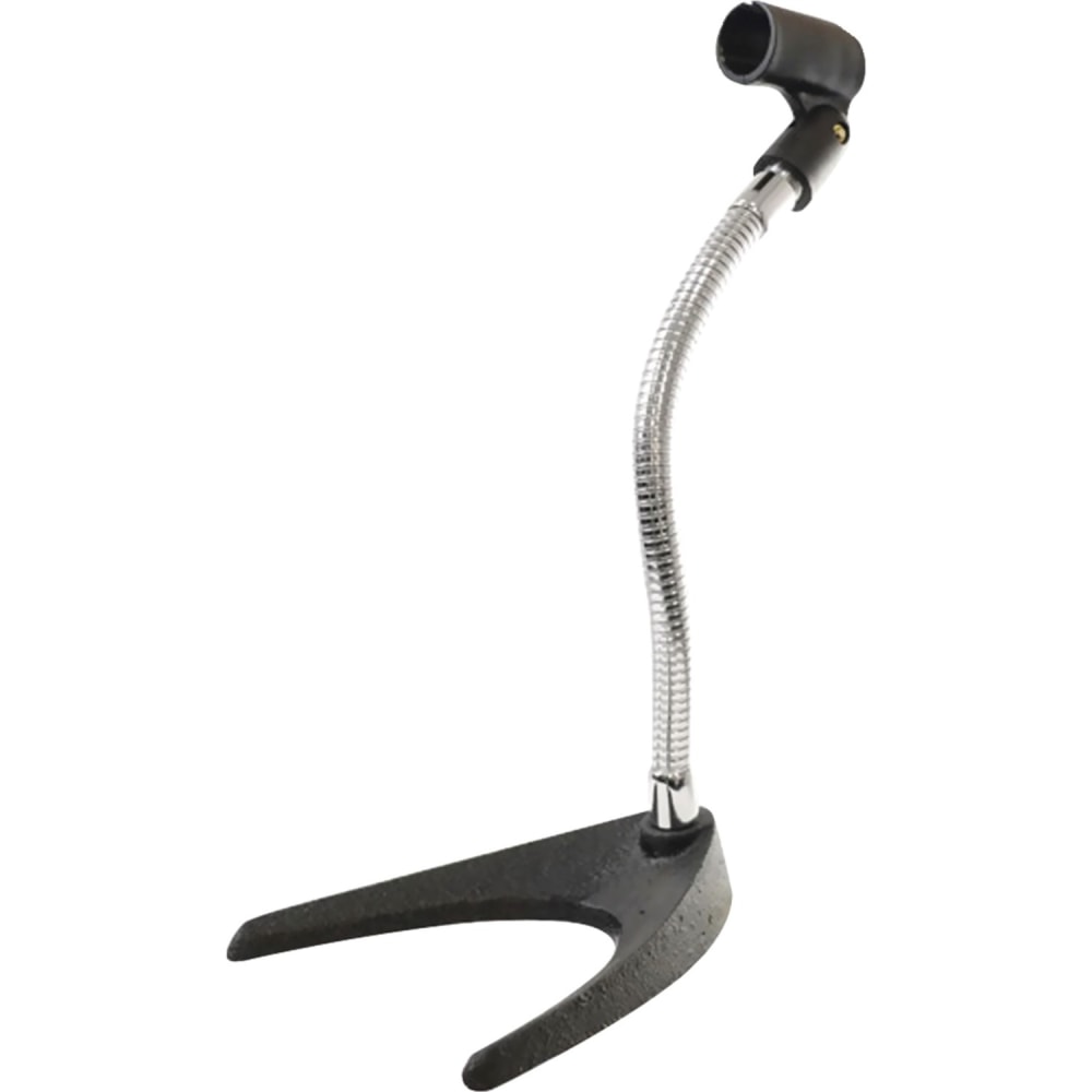 Pyle U-Base Die-Cast Iron Gooseneck Desktop Microphone Stand, 11.8inH x 7inW x 5.5inD, Black/Silver