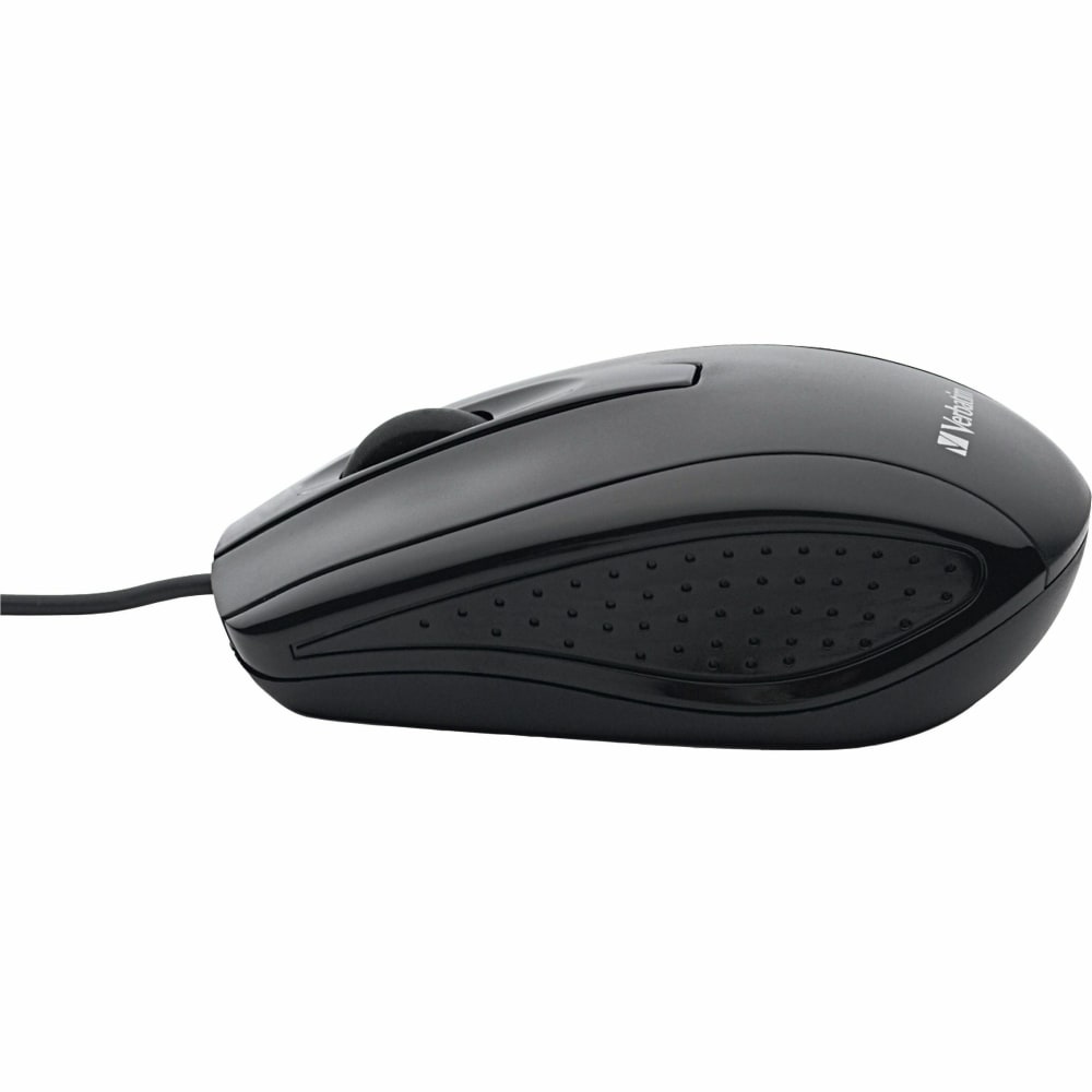 Verbatim Corded Optical Mouse - Black - Optical - Cable - Black - Scroll Wheel