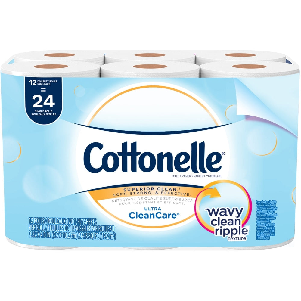 Cottonelle Professional Standard Roll Toilet Paper, 1-Ply Septic Safe Bathroom Tissue, White, 170 Sheets per Roll, Case of 48 Rolls