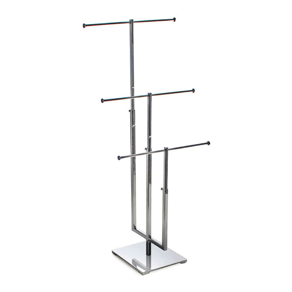 Azar Displays 3-Tier Adjustable Necklace Counter Display, 29inH x 13inW x 7inD, Silver