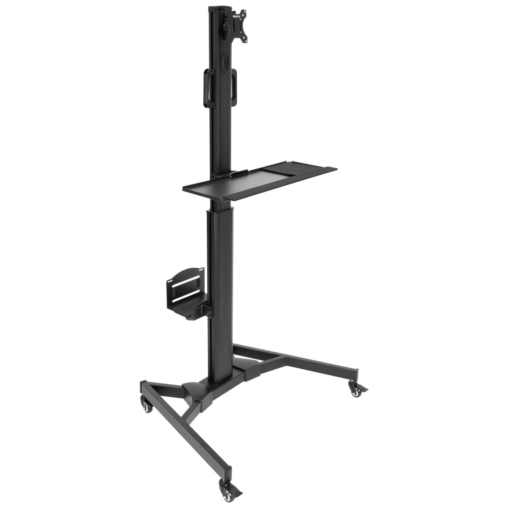 Mount-It! MI-7985 Adjustable Mobile Workstation With Single Monitor Mount, 42-1/2inH x 21inW x 7inD, Black