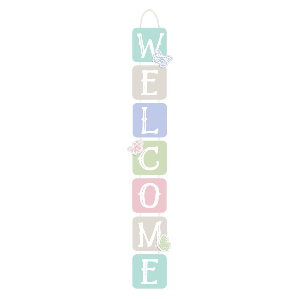 Amscan Spring Welcome Wooden Signs, 28-1/2in x 5in, Multicolor, Pack Of 2 Signs