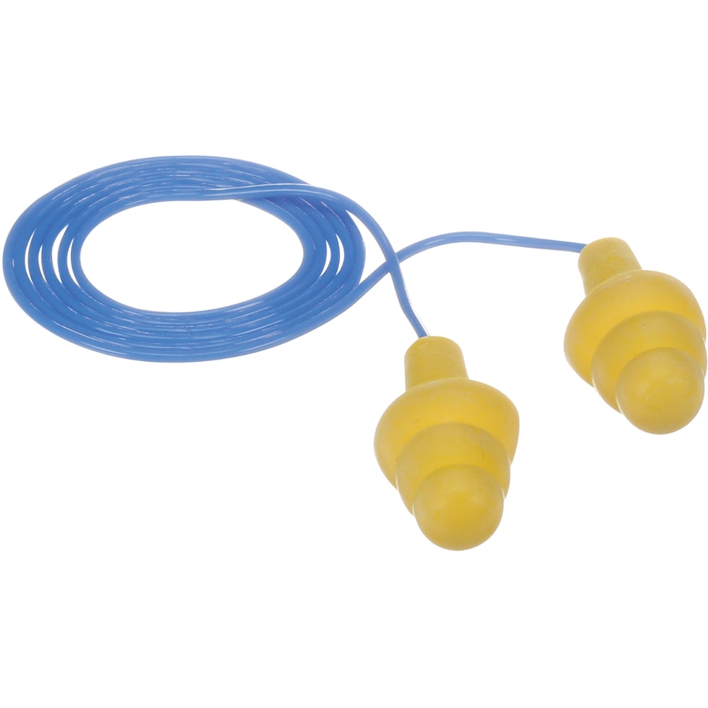 E-A-R UltraFit Corded Earplugs - Noise, Blast Protection - Polymer - Yellow - Comfortable, Washable, Dielectric, Disposable - 100 / Bag