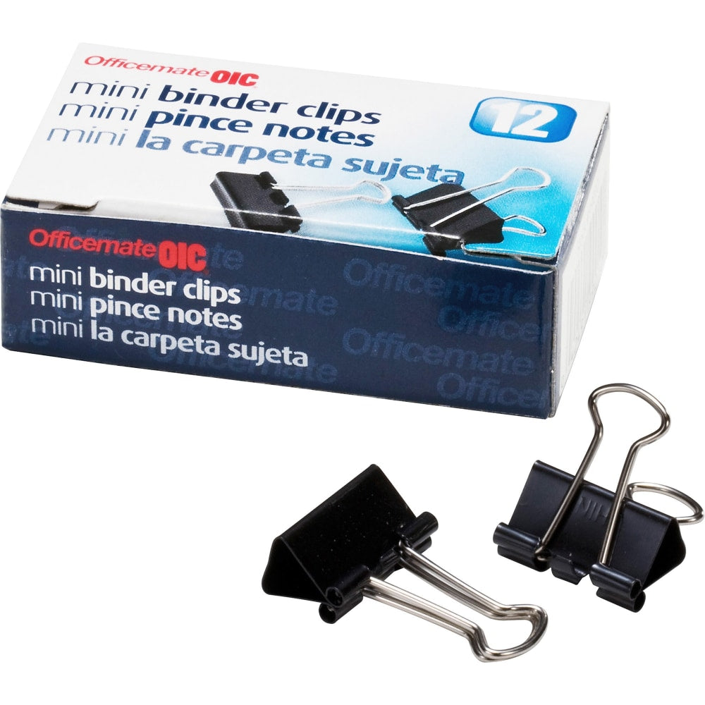 OIC Binder Clips, Mini, 9/16in, Black, Box Of 12