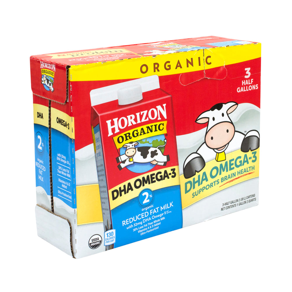 Horizon Organic 2% Milk With DHA Omega-3, 64 Oz, Pack Of 3