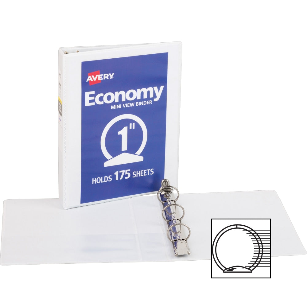 Avery Economy View Binder, 1in Ring, White, Pack Of 4