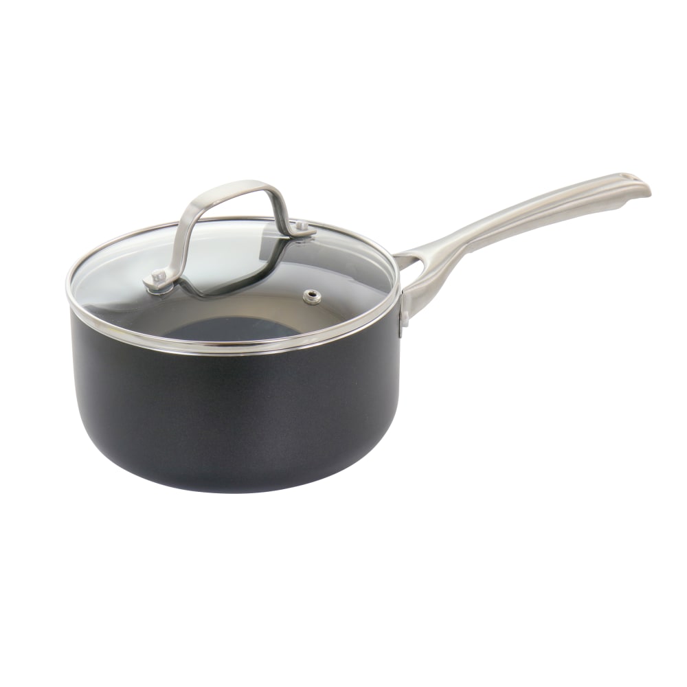 Oster Palladium Aluminum Sauce Pan With Lid, 2.5 Qt, Black