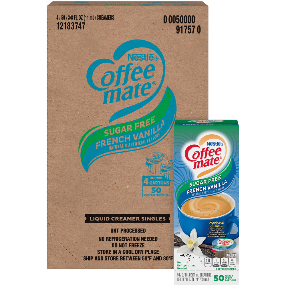 Nestle Coffee-mate Liquid Creamer, French Vanilla Flavor, 50 Oz Single Serve x 200