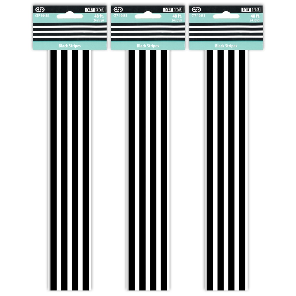 Creative Teaching Press EZ Borders, Black Stripes, 48' Per Pack, Set Of 3 Packs