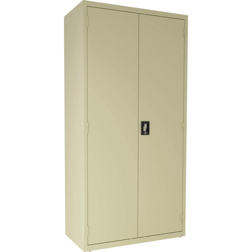 Lorell Fortress 4-Shelf Steel Janitorial Cabinet, 72inH x 36inW x 18inD, Putty