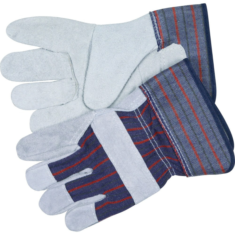 Memphis Split Leather Palm Gloves, Gray, Large