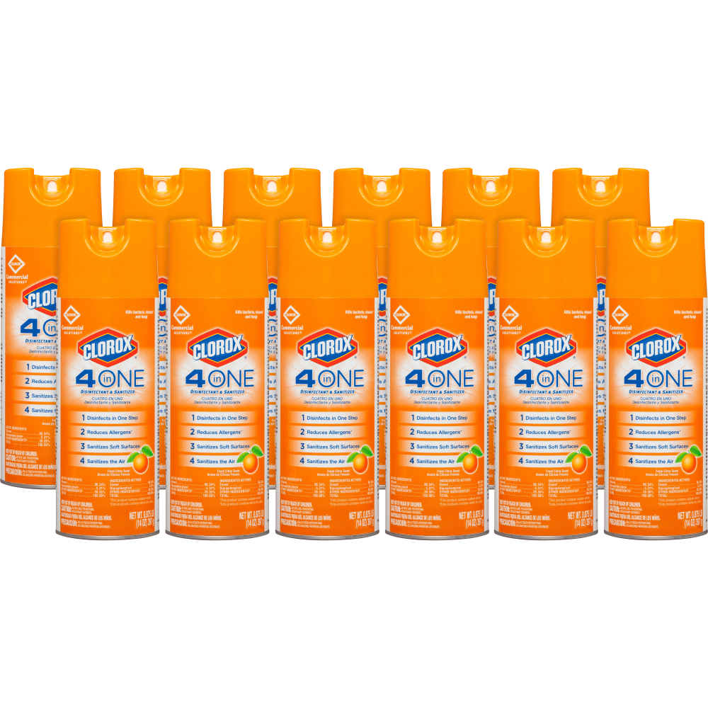 CloroxPro 4 in One Disinfectant & Sanitizer - Aerosol - 14 fl oz (0.4 quart) - Fresh Citrus Scent - 12 / Carton