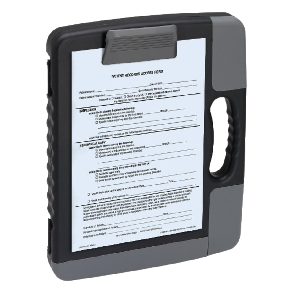 Office Depot Brand Portable Form Holder Storage Clipboard Case, 11-3/4in x 14-1/2in, Charcoal