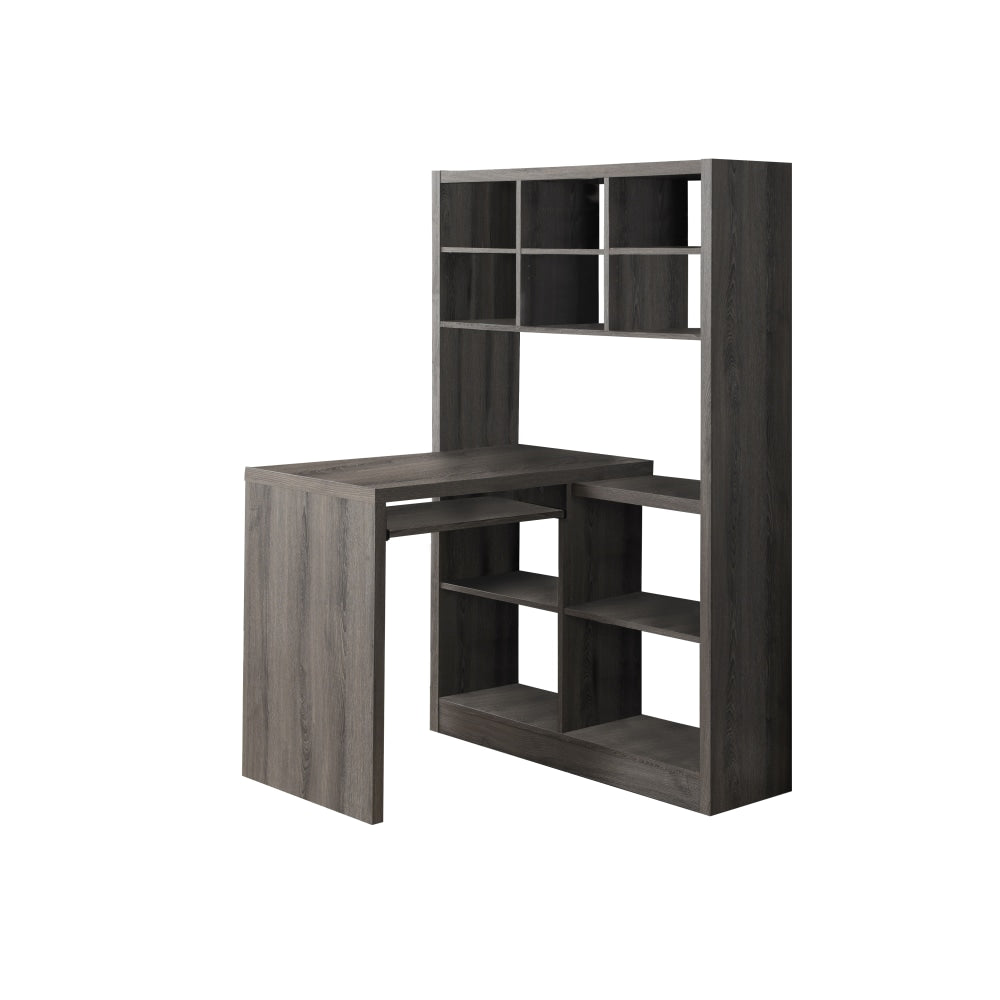 Monarch Specialties 38inW Corner Desk With Built-In Shelves, Dark Taupe