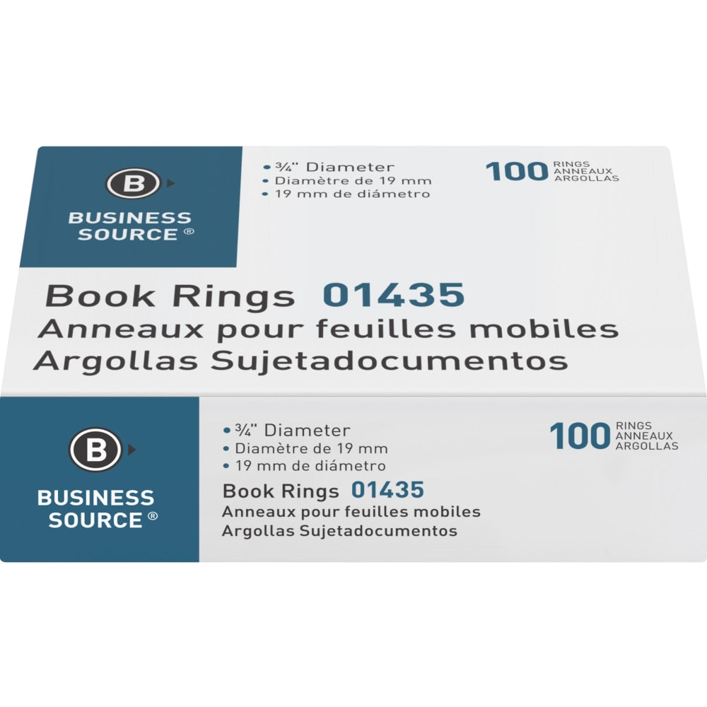 Business Source Standard Book Rings - 0.8in Diameter - Silver - 500 / Bundle