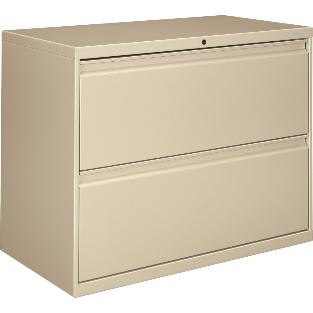 HON 800 36inW x 19-1/4inD Lateral 2-Drawer File Cabinet With Lock, Putty