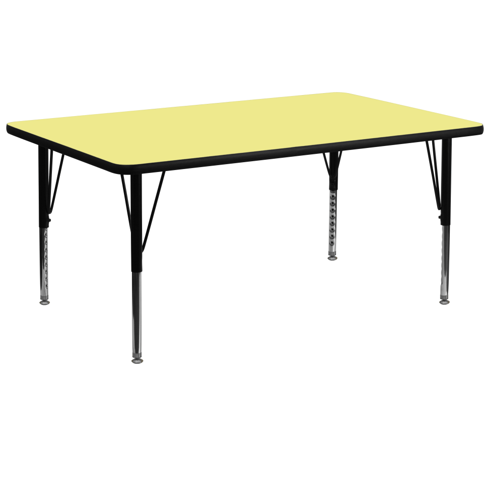 Flash Furniture 30inW Rectangular Height-Adjustable Activity Table With Short Legs, Yellow