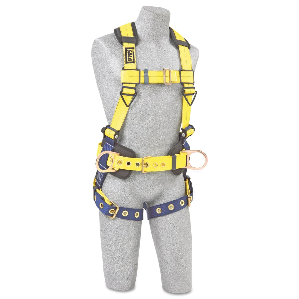 DBI-SALA Delta No-Tangle Harness, 2 Waist D-Rings/Back D-Ring, Large, Navy/Yellow