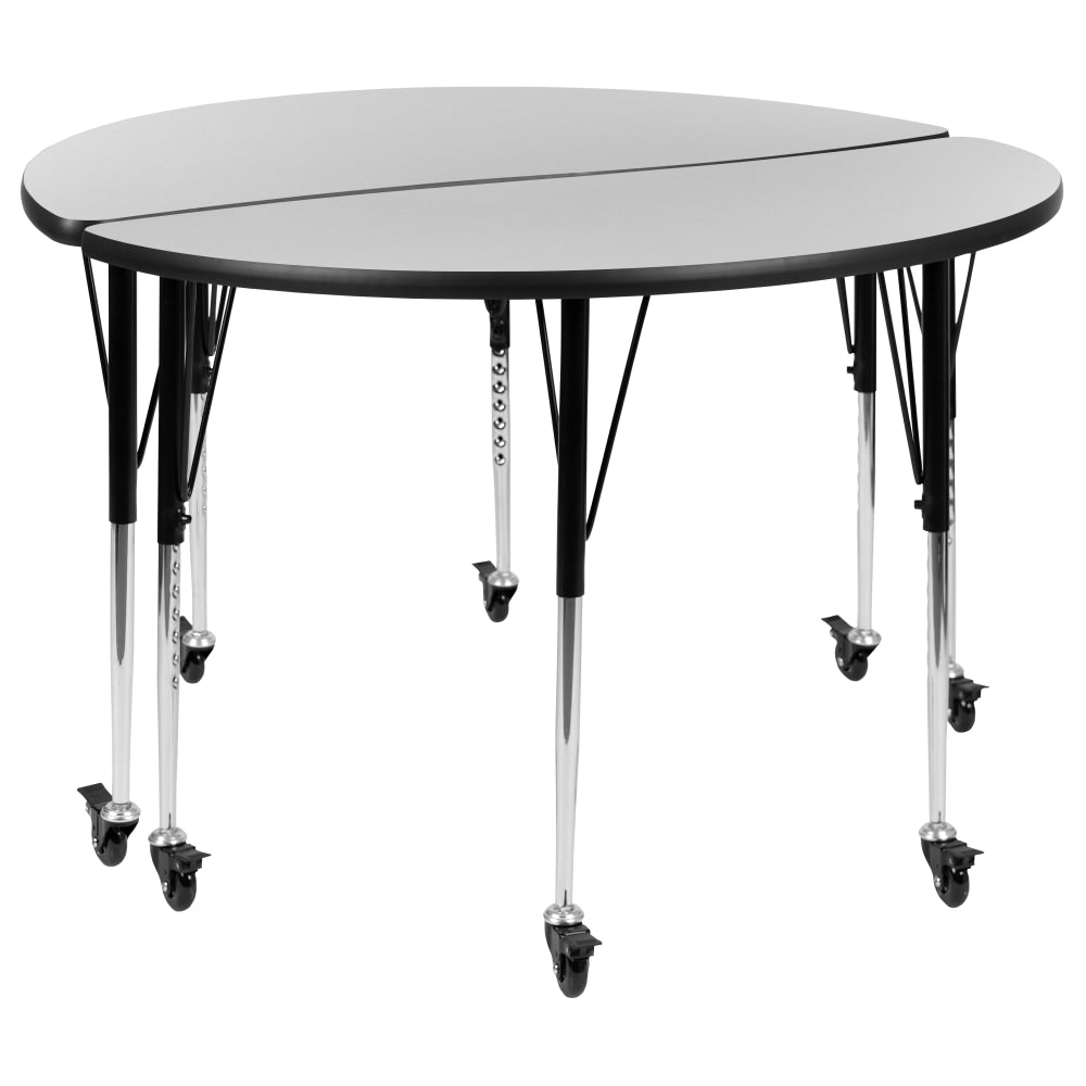 Flash Furniture Mobile Circle Wave Flexible Thermal Laminate Adjustable 2-Piece Activity Table Set, 30inH x 47-1/2inW x 24inD, Gray