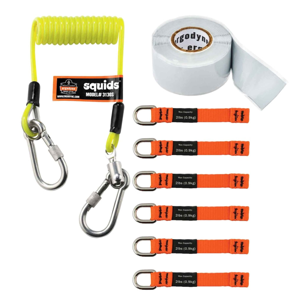 Ergodyne Squids 3180 Stainless Steel Tool Tethering Kit, 2 Lb, Lime