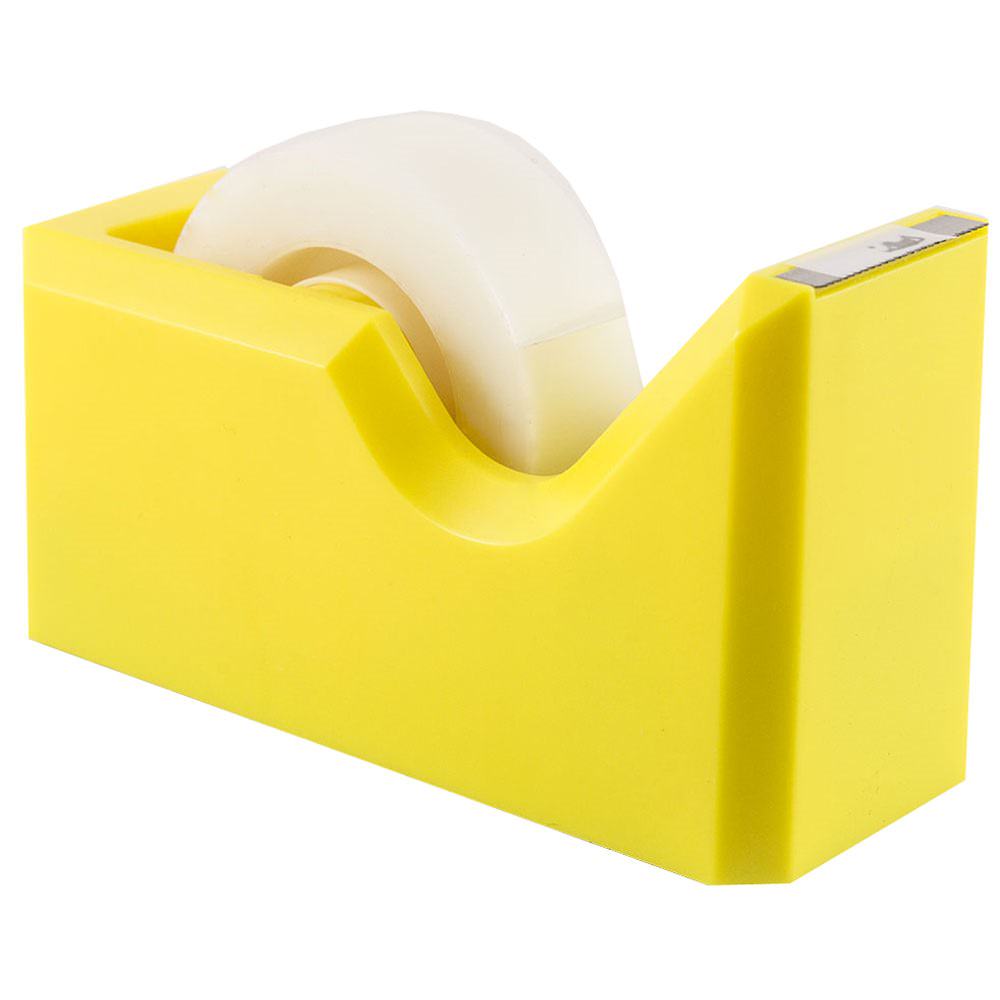 JAM Paper Plastic Tape Dispenser, 4-1/2inH x 2-1/2inW x 1-3/4inD, Yellow