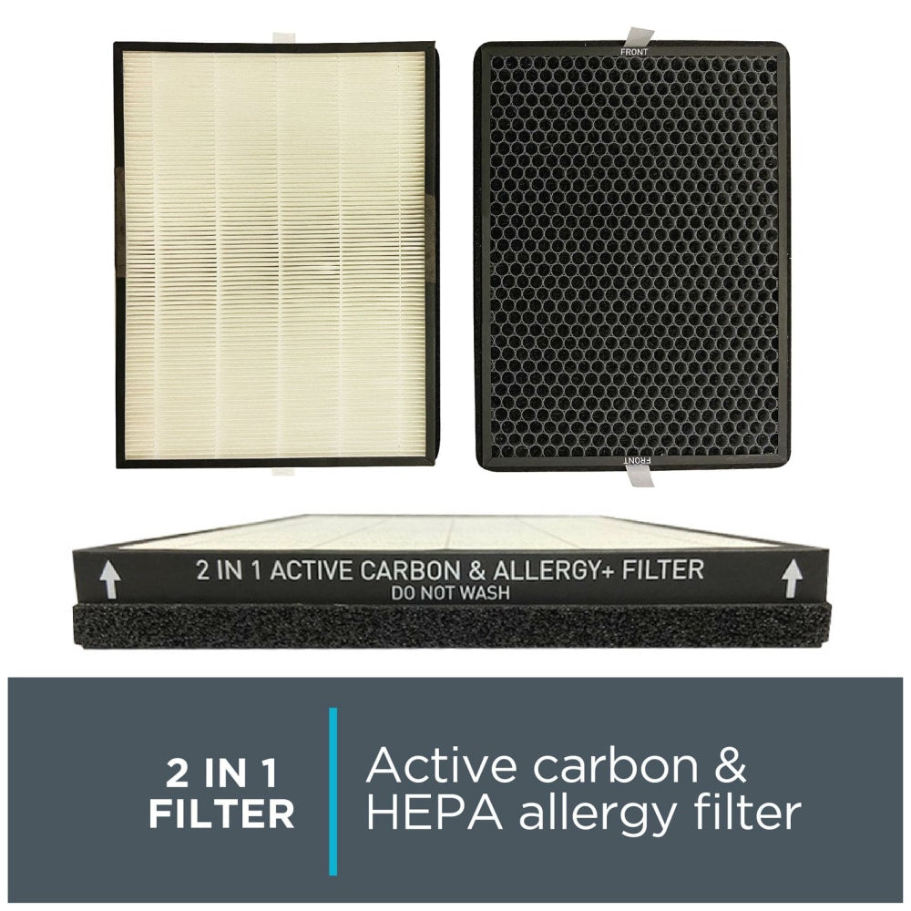 Rowenta Pure Air 2-In-1 Active Carbon And Allergy+ Filter, 2in x 11-1/8in