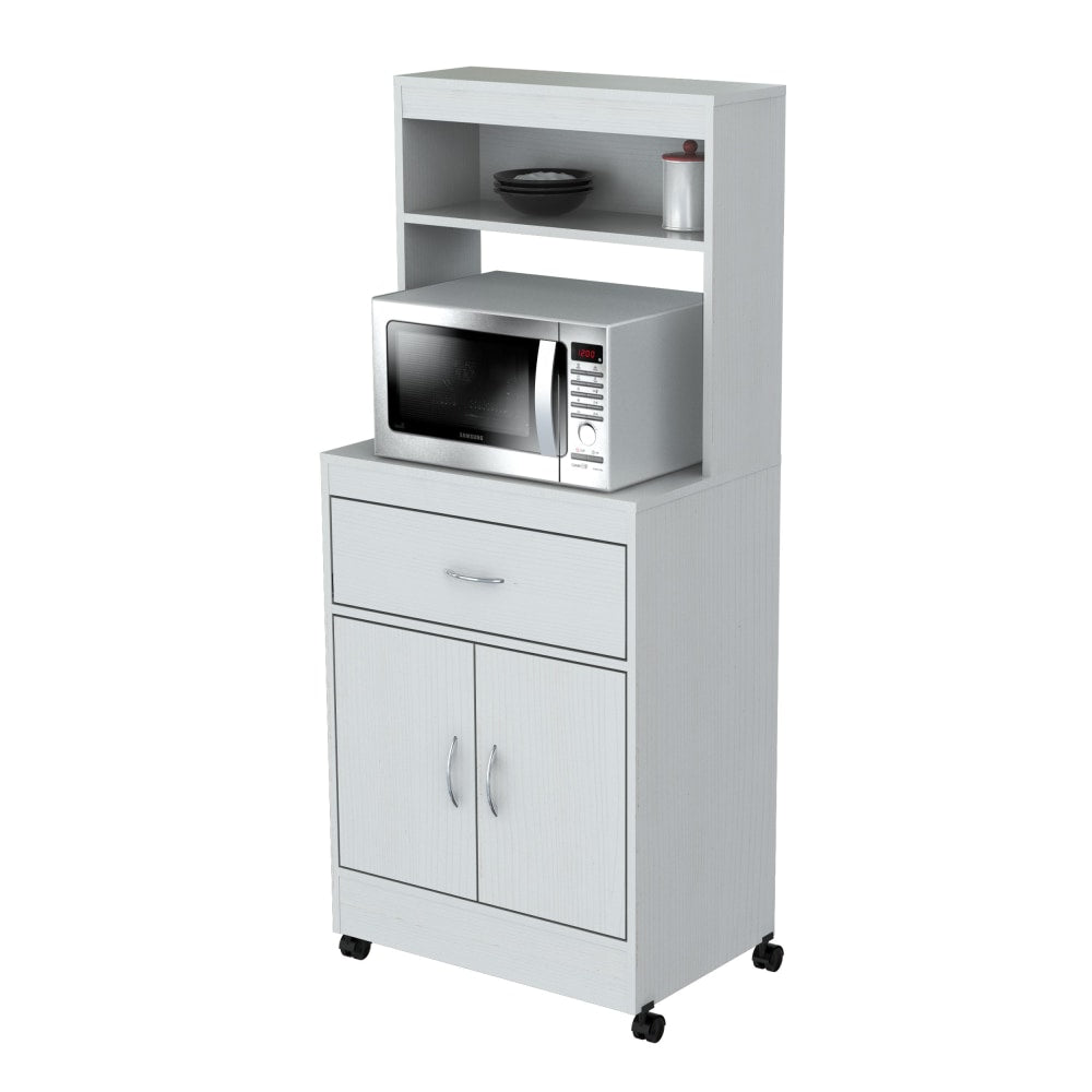 Inval Storage Cabinet With Microwave Stand, 2 Shelves, 54inH x 24inW x 16inD, Laricina White