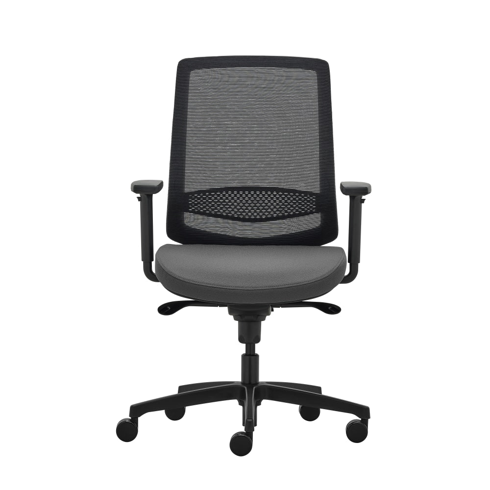 WorkPro Expanse Series Ergonomic Mesh/Fabric Mid-Back Task Chair, Black/Gray, BIFMA Compliant