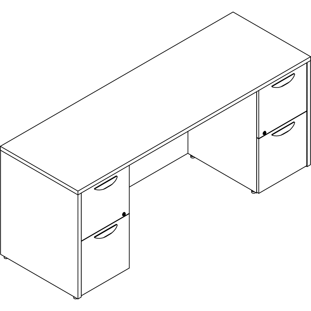 Lorell Prominence 2.0 72inW Double-Pedestal Computer Desk, Gray Elm