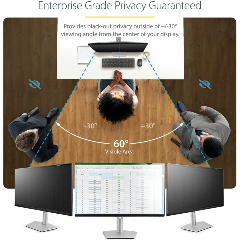 StarTech.com Monitor Privacy Screen for 18.5in Display - Widescreen Computer Monitor Security Filter - Blue Light Reducing Screen Protector