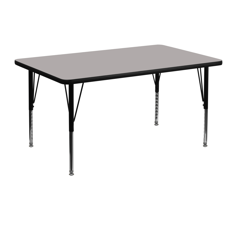 Flash Furniture Rectangular HP Laminate Activity Table With Height-Adjustable Short Legs, 25-1/4inH x 30inW x 48inD, Gray