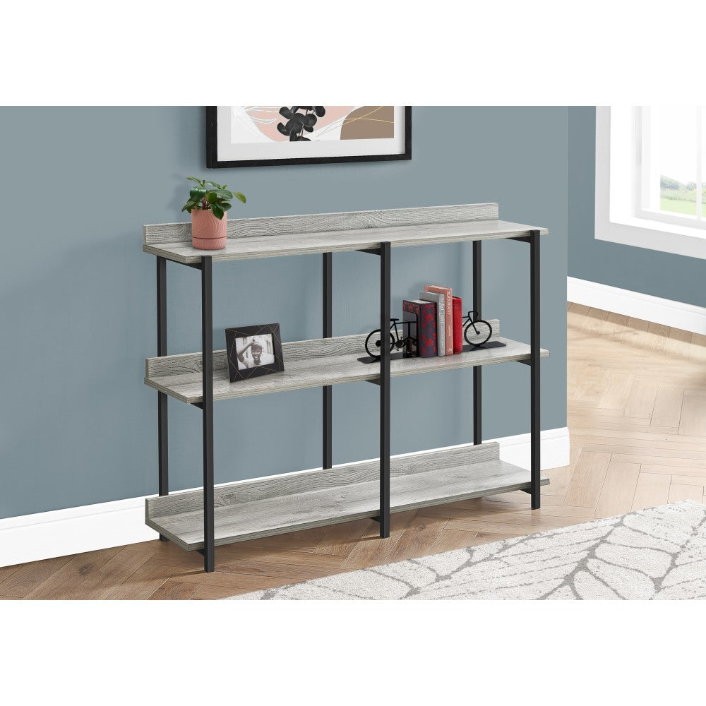 Monarch Specialties Delroy Metal Console Table, 34inH x 47-1/4inW x 12inD, Gray/Black