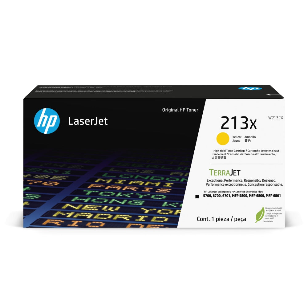 HP 213X Yellow High Yield LaserJet Toner Cartridge, W2132X