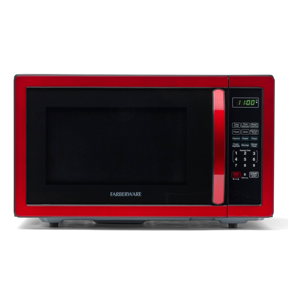 Farberware Classic 1.1 Cu Ft Countertop Microwave, Metallic Red