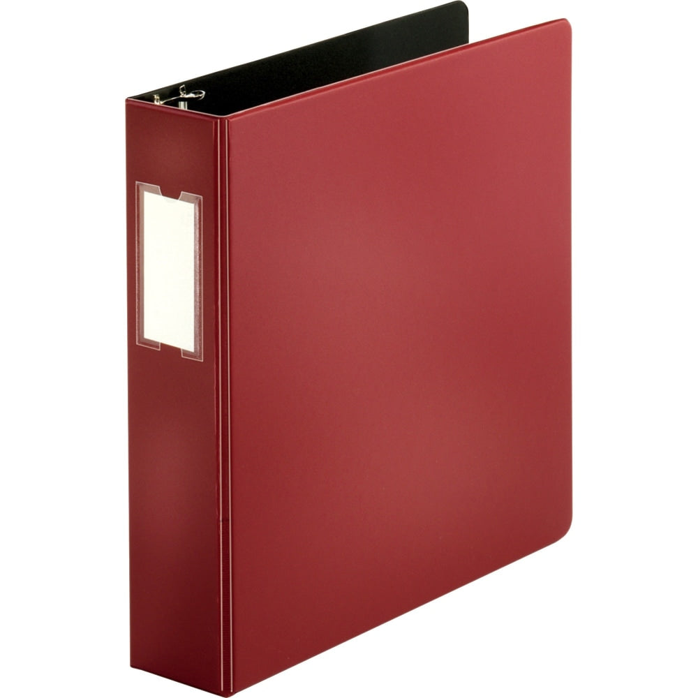 Business Source Slanted D-ring Binders - 2in Binder Capacity - 3 x D-Ring Fastener(s) - 2 Internal Pocket(s) - Chipboard, Polypropylene - Burgundy - PVC-free, Non-stick, Spine Label, Gap-free Ring, Non-glare, Heavy Duty, Open and Closed Triggers - 1 Each