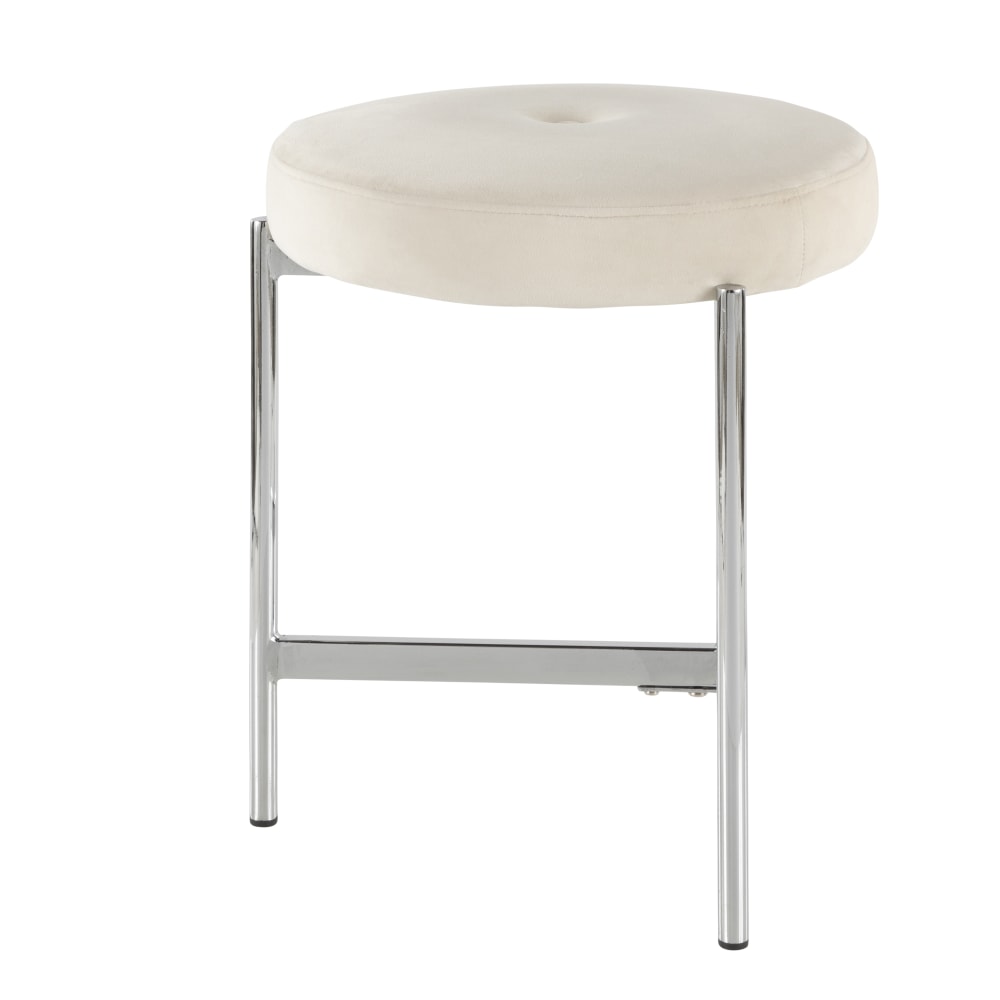 LumiSource Chloe Vanity Stool, White/Chrome