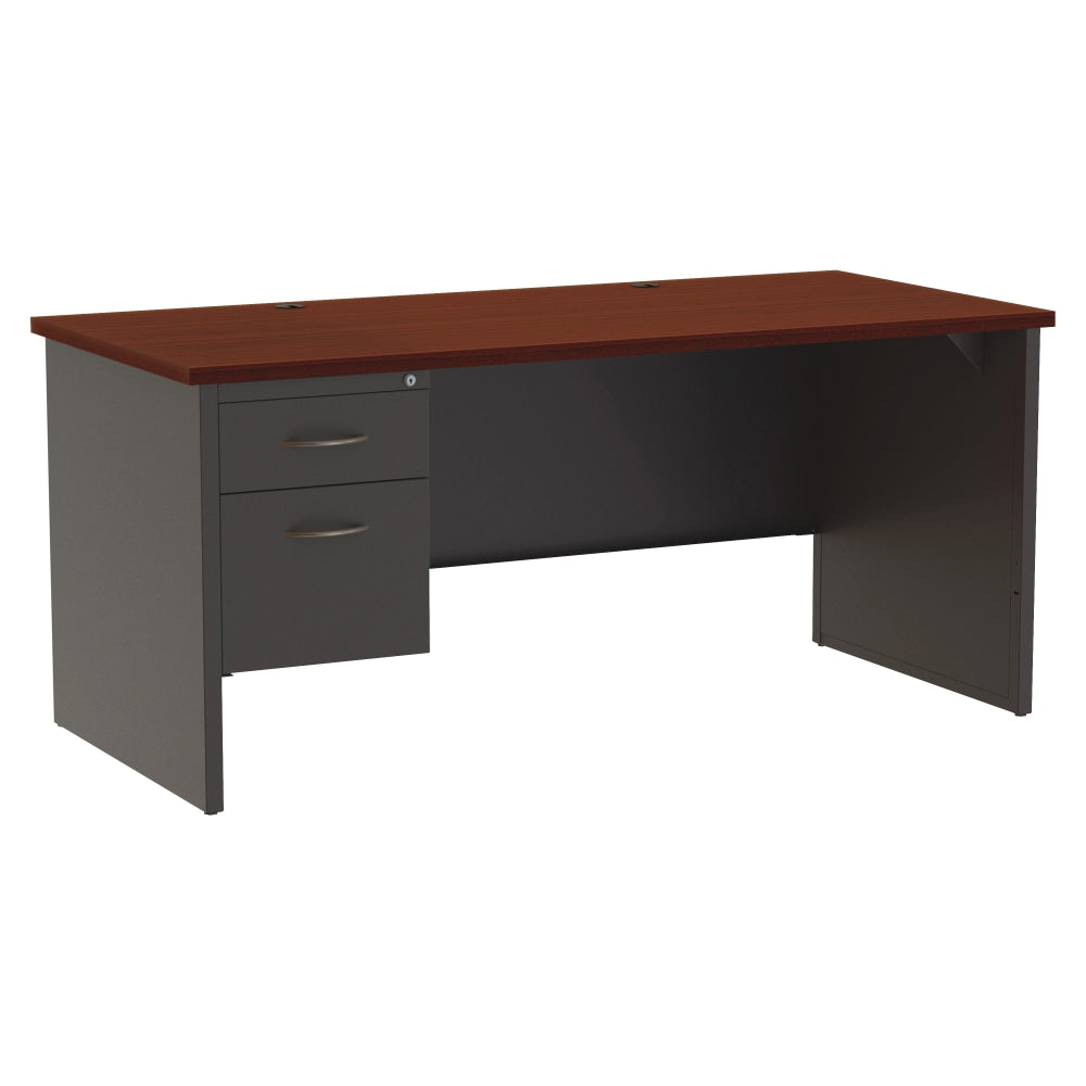 WorkPro Modular 66inW Left-Pedestal Computer Desk, Charcoal/Mahogany