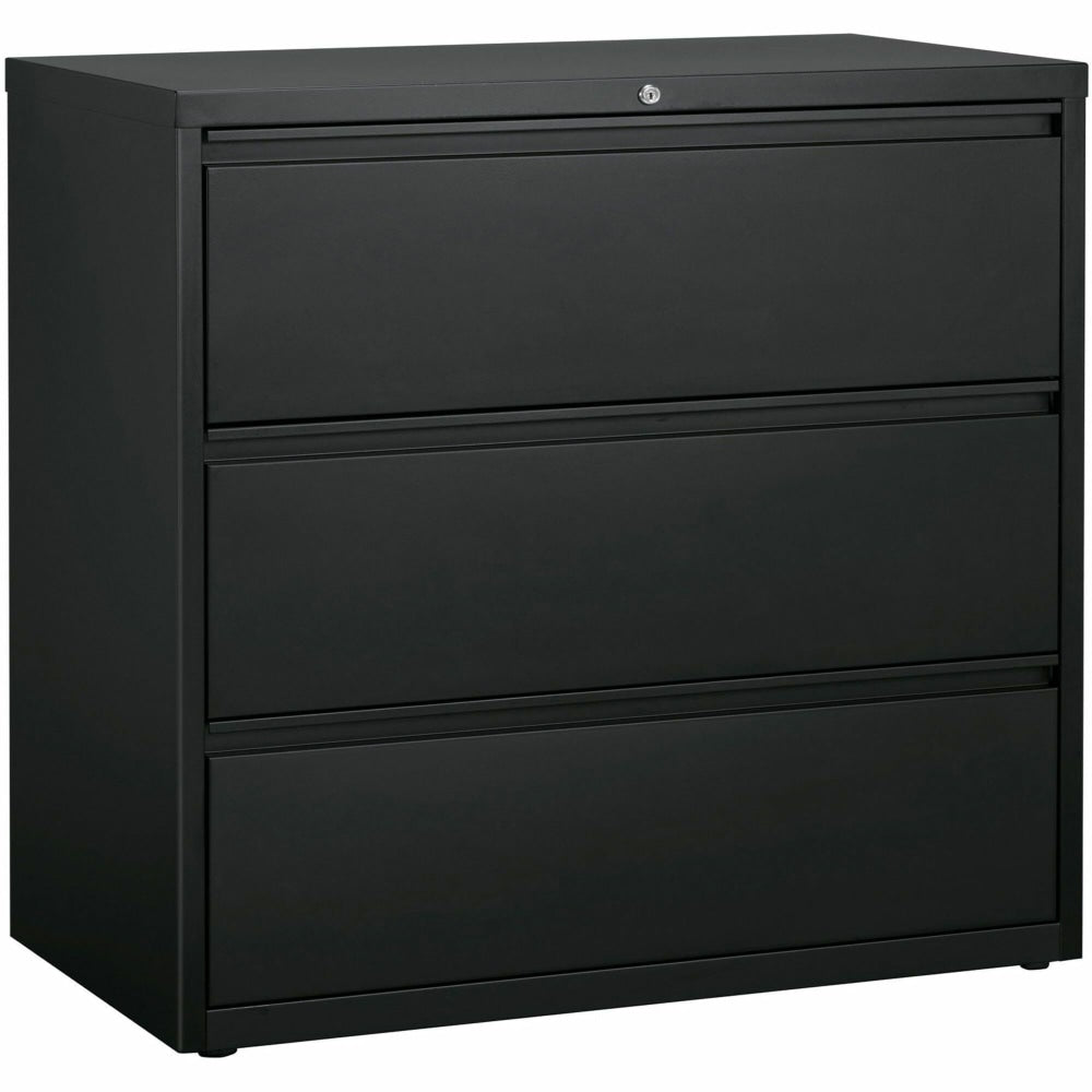 Lorell 42inW x 18-8/10inD Lateral 3-Drawer Hanging File Cabinet, Charcoal