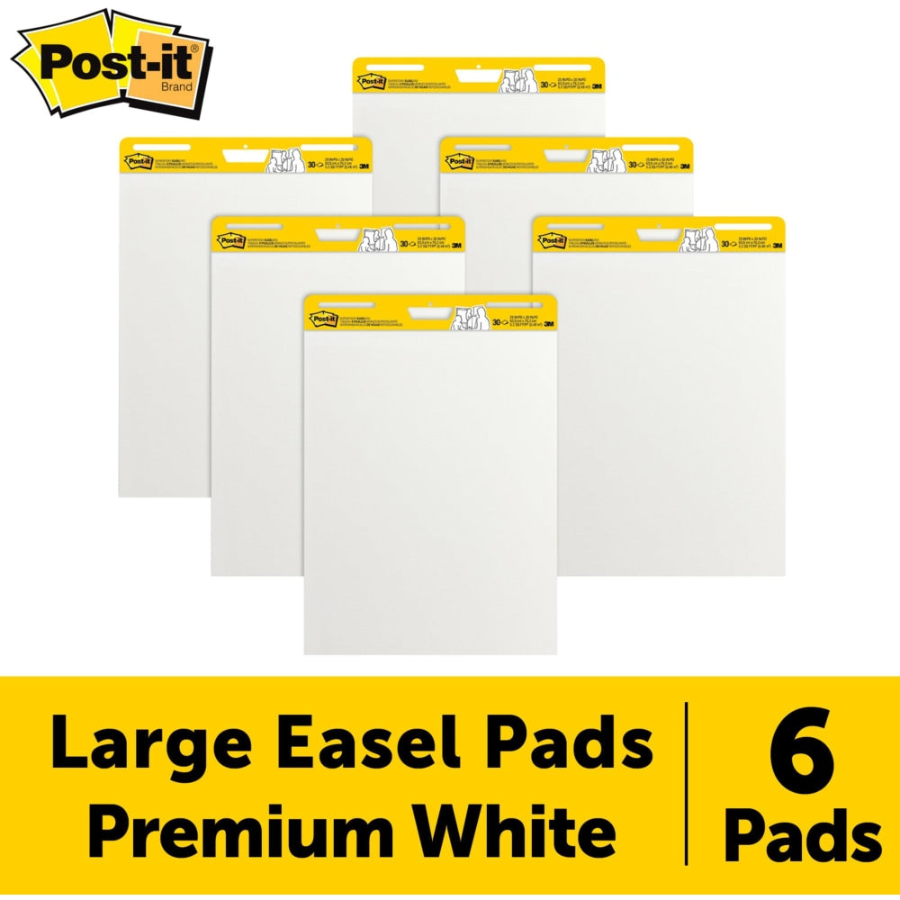 Post-it Super Sticky Easel Pads, 25in x 30in, White, Pack Of 6 Pads