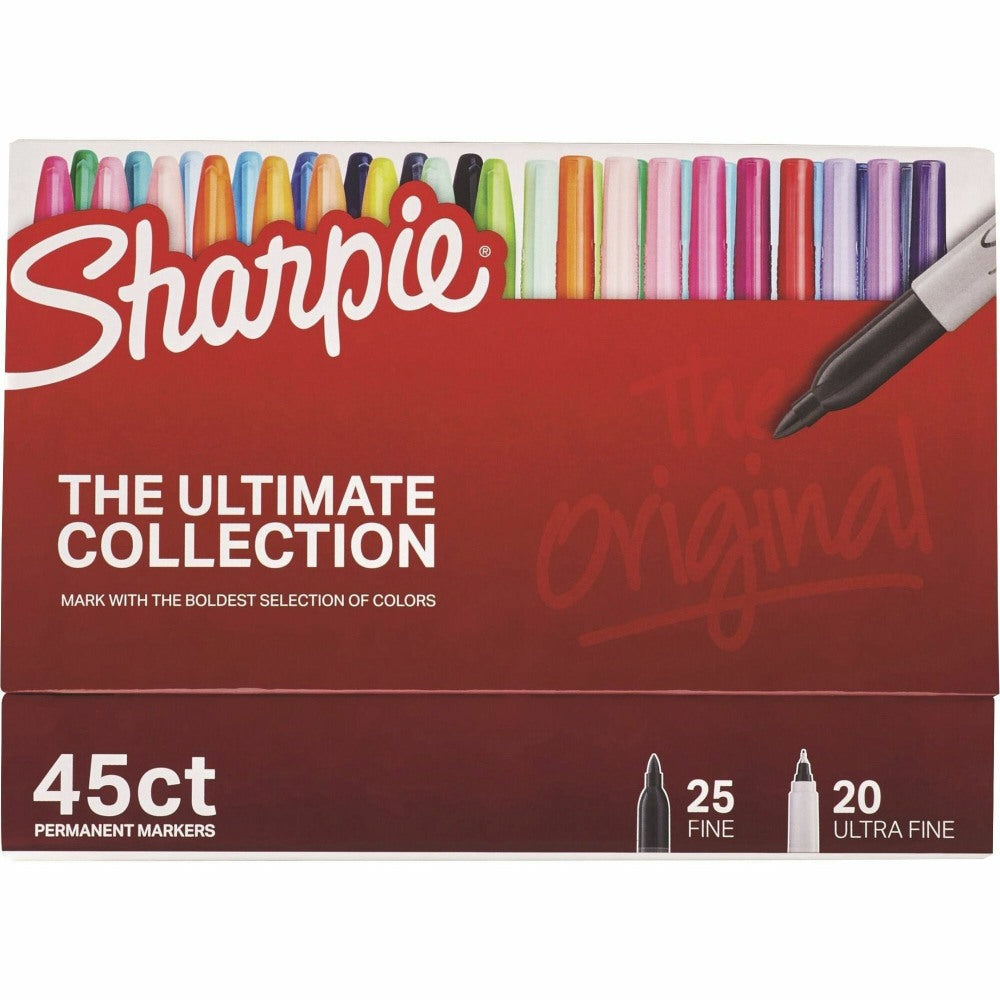 Sharpie Ultimate Collection Permanent Markers - Fine, Ultra Fine Marker Point - Assorted - 45 / Box